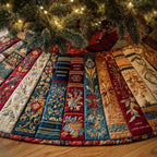Ornate Striped Tapestry Panels Christmas Tree Skirt