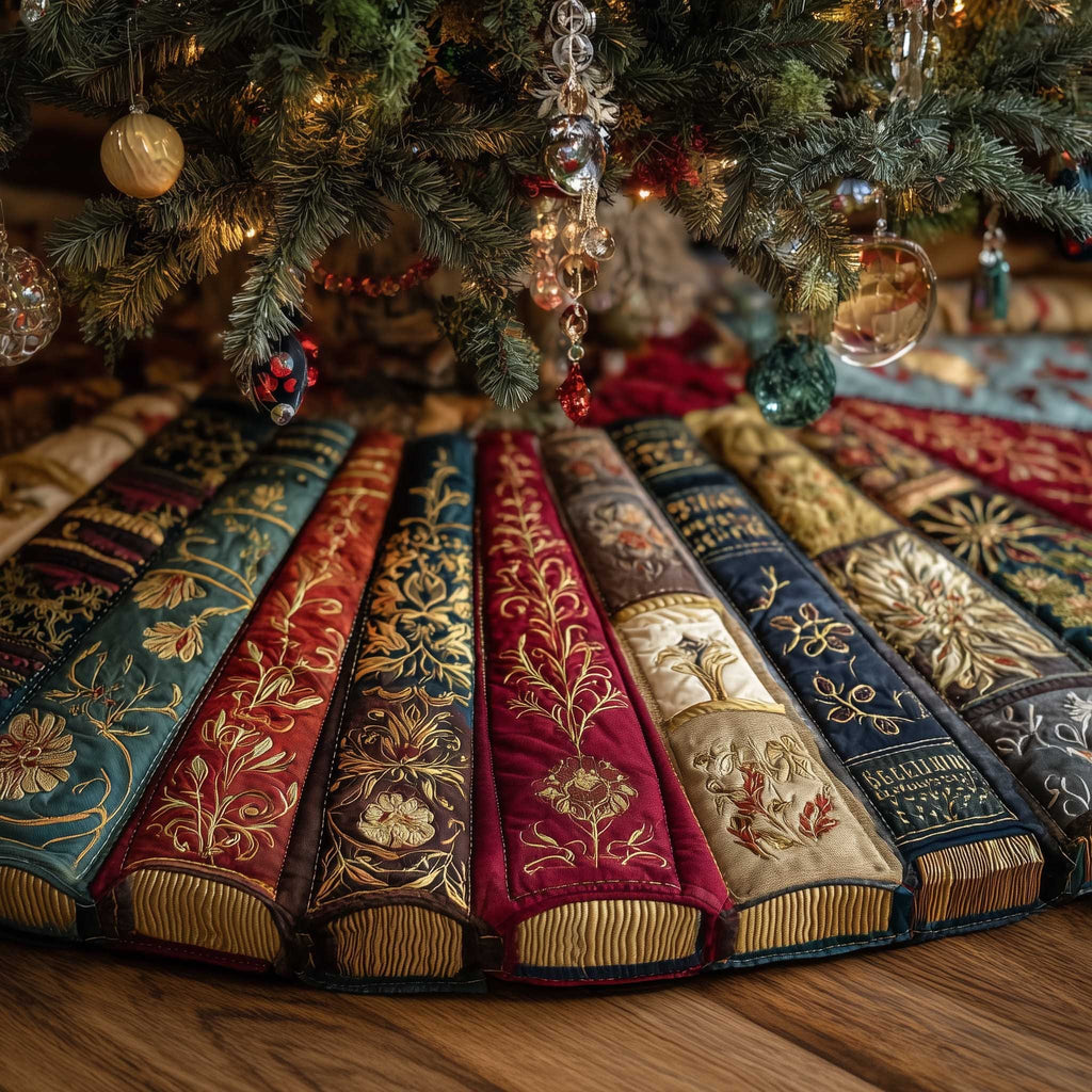 Red and Gold Brocade Stripes Christmas Tree Skirt