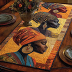 Two Women in Headwraps at Sunset Table Runner