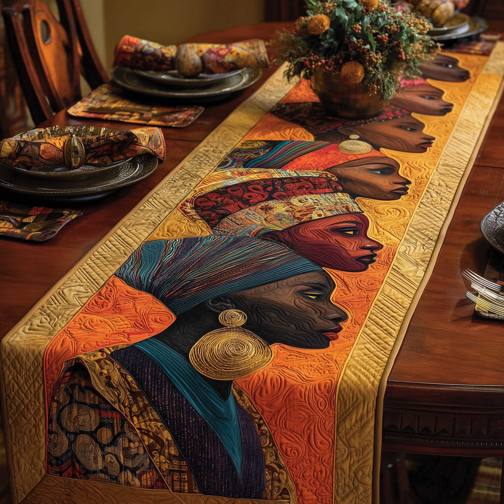 Women in Headwraps on Orange Table Runner