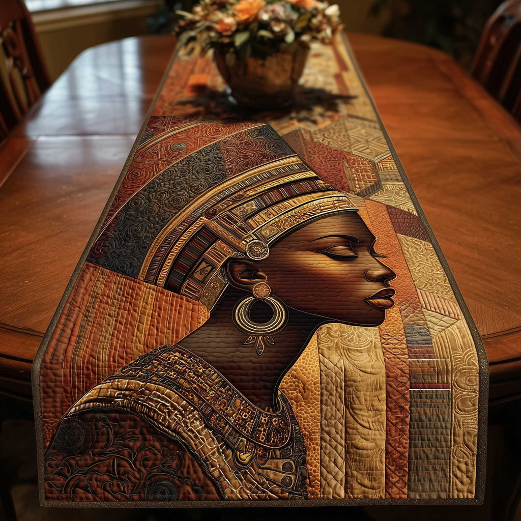 Woman in Profile with Gold Headdress Table Runner