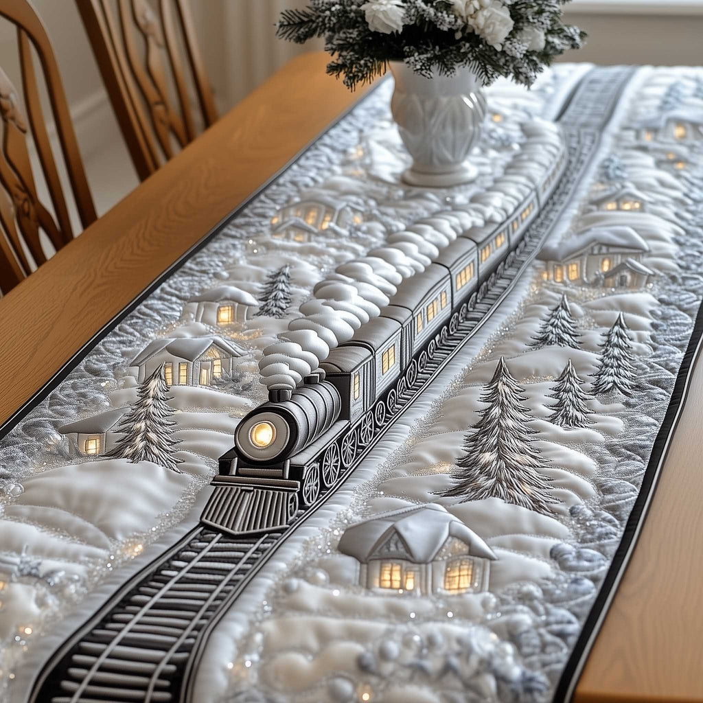 Pale Train Past a Glowing Cottage Table Runner
