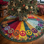 Peace Signs on Rainbow Wedges Christmas Tree Skirt