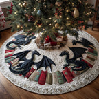 Black Dragon with the Book Row Christmas Tree Skirt