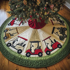 Golf Carts on Green Wedges Christmas Tree Skirt