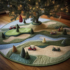 Green Fairway with Golf Carts Christmas Tree Skirt