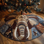 Elephant Face on Cream Quilting Christmas Tree Skirt