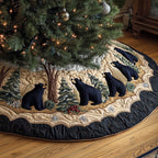 Black Bears Among the Pines Christmas Tree Skirt