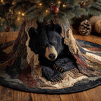 Black Bear Resting in the Den Christmas Tree Skirt