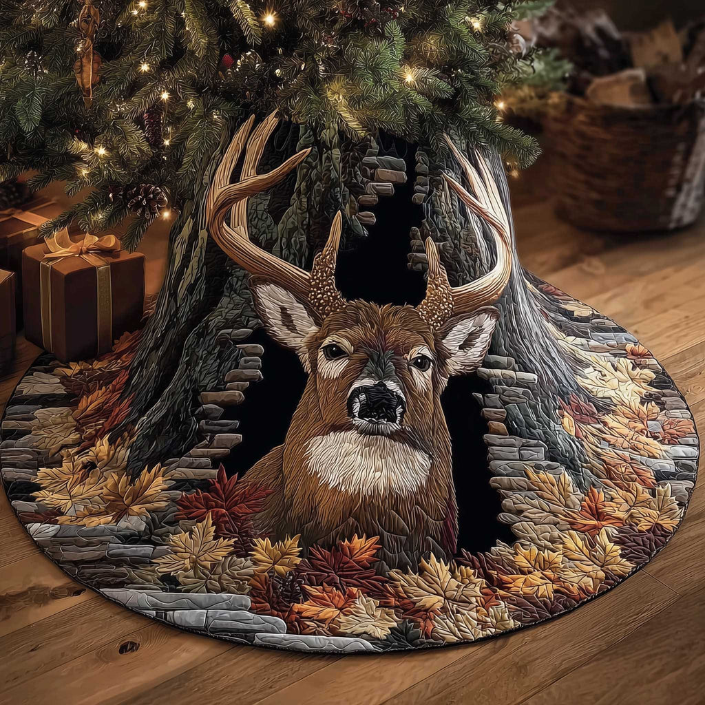 Buck with Antlers in the Hollow Christmas Tree Skirt