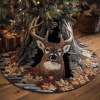 Buck with Antlers in the Hollow Christmas Tree Skirt