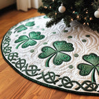 Shamrocks with Green Knotwork Border Christmas Tree Skirt