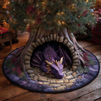 Purple Dragon in the Stone Arch Christmas Tree Skirt