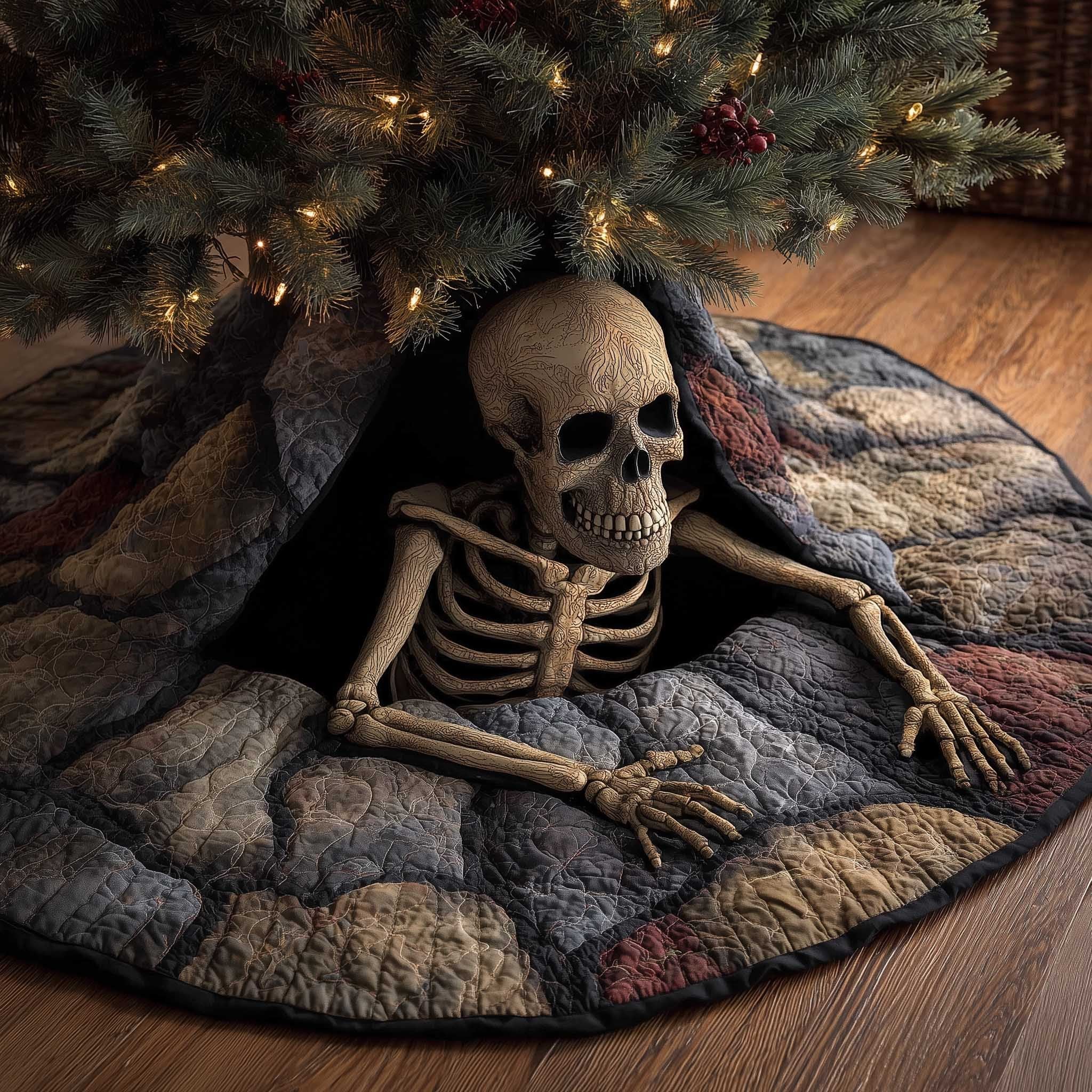 Skeleton Crawling from the Grave Christmas Tree Skirt