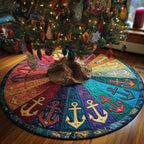 Anchors on the Rainbow Wedges Christmas Tree Skirt