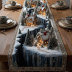 Cabin and Pines in Deep Snow Table Runner