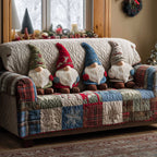 Gnomes in Blue and Red Hats Sofa Cover