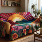 Rainbow Arc Above the Flower Meadow Sofa Cover
