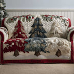 Red and Green Trees on Cream Sofa Cover