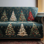 Pine Trees on the Deep Teal Quilt Sofa Cover