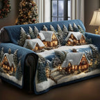 Snowy Cottages Among the Firs Sofa Cover
