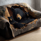Black Bear Family by the Tree Sofa Cover