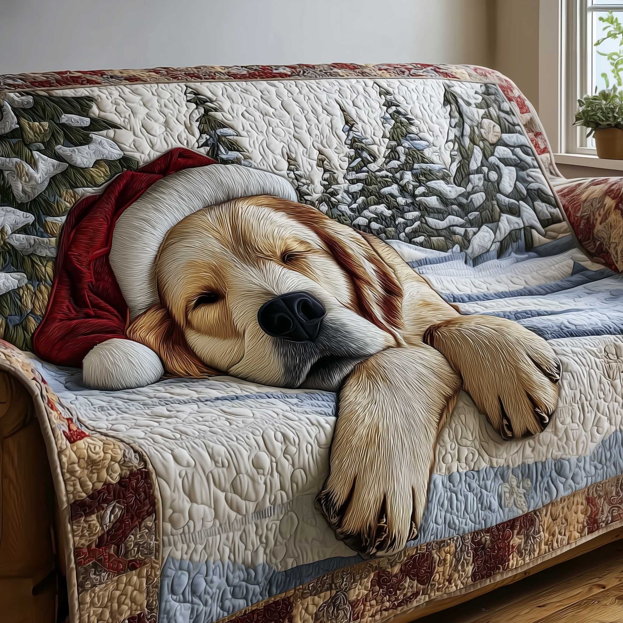 Jolly Golden Retriever Sofa Cover