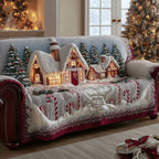 Snowy Cottage with Candy Cane Path Sofa Cover