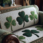 Emerald Shamrocks on Ivory Quilt Sofa Cover