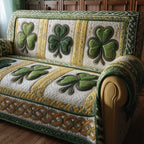 Shamrocks with Golden Celtic Border Sofa Cover