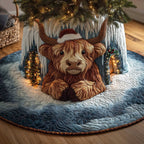 Highland Cow in the Ice Cave Christmas Tree Skirt