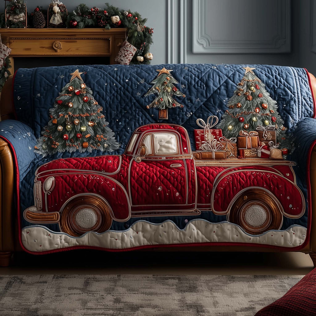 Red Truck Carrying Christmas Presents Sofa Cover