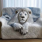 White Lion in the Winter Snow Sofa Cover