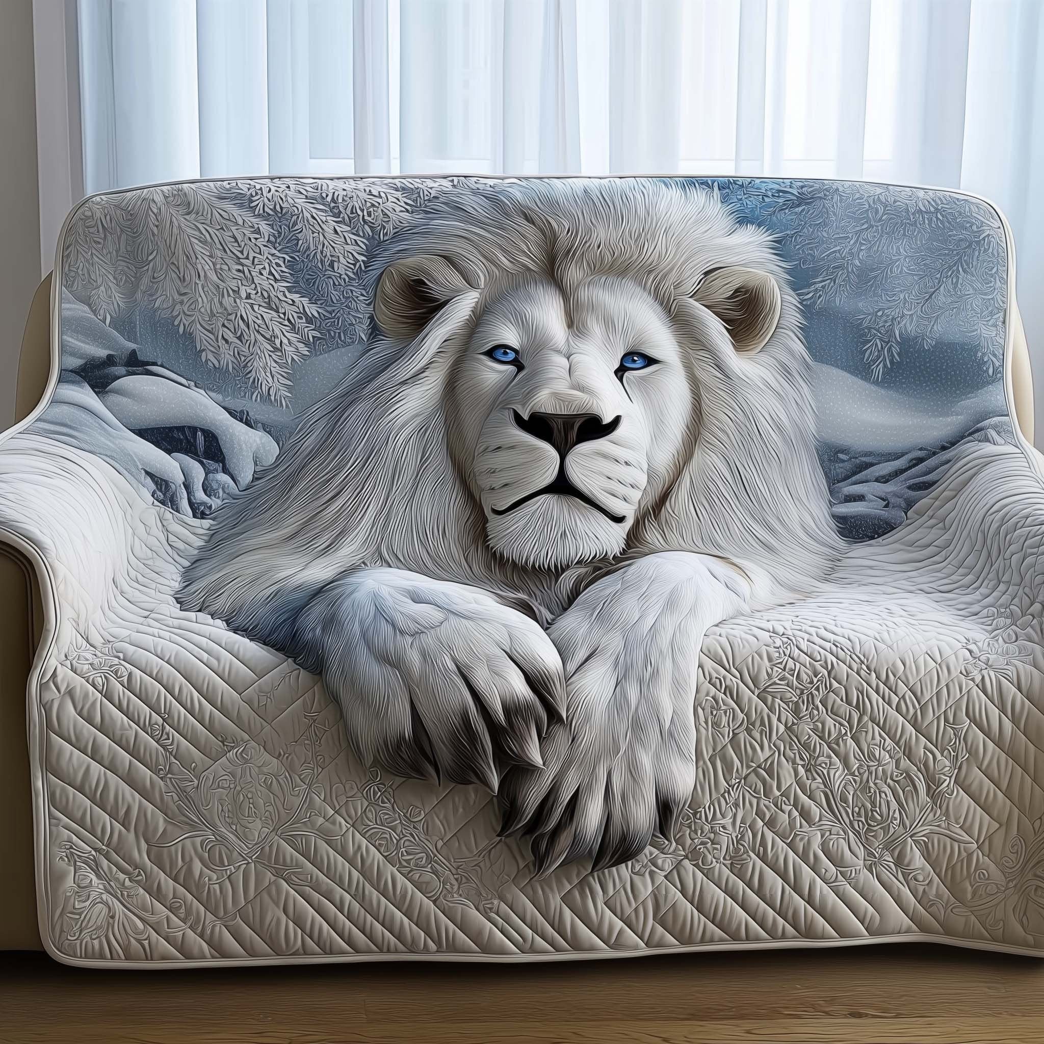 White Lion in the Winter Snow Sofa Cover