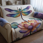 Dragonfly Above the Pink Lotus Sofa Cover