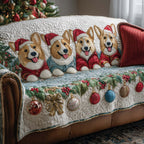 Corgis Above the Hanging Ornaments Sofa Cover