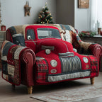 Red Vintage Truck Front Grille Sofa Cover