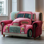 Pink Vintage Truck with Mint Grille Sofa Cover