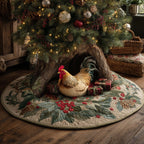 Rooster on the Holly Quilt Christmas Tree Skirt