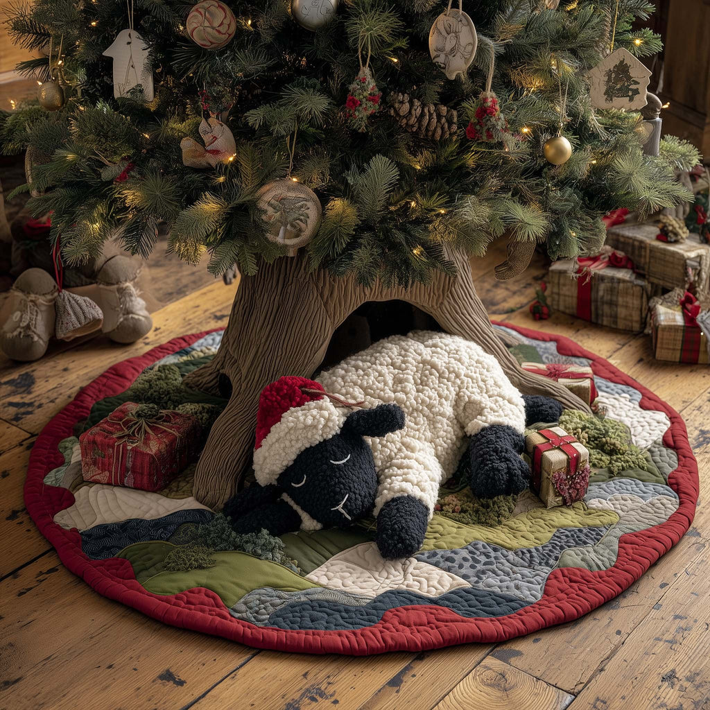 Sheep with a Black Lamb Christmas Tree Skirt