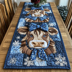 Highland Cow with Blue Bow Table Runner