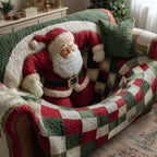 Santa in Red Coat and Black Belt Sofa Cover