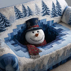 Snowman in a Blue Top Hat Sofa Cover