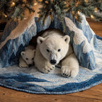 Polar Bear and Cub in the Ice Cave Christmas Tree Skirt