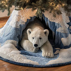 Polar Bear Lying in the Snow Den Christmas Tree Skirt