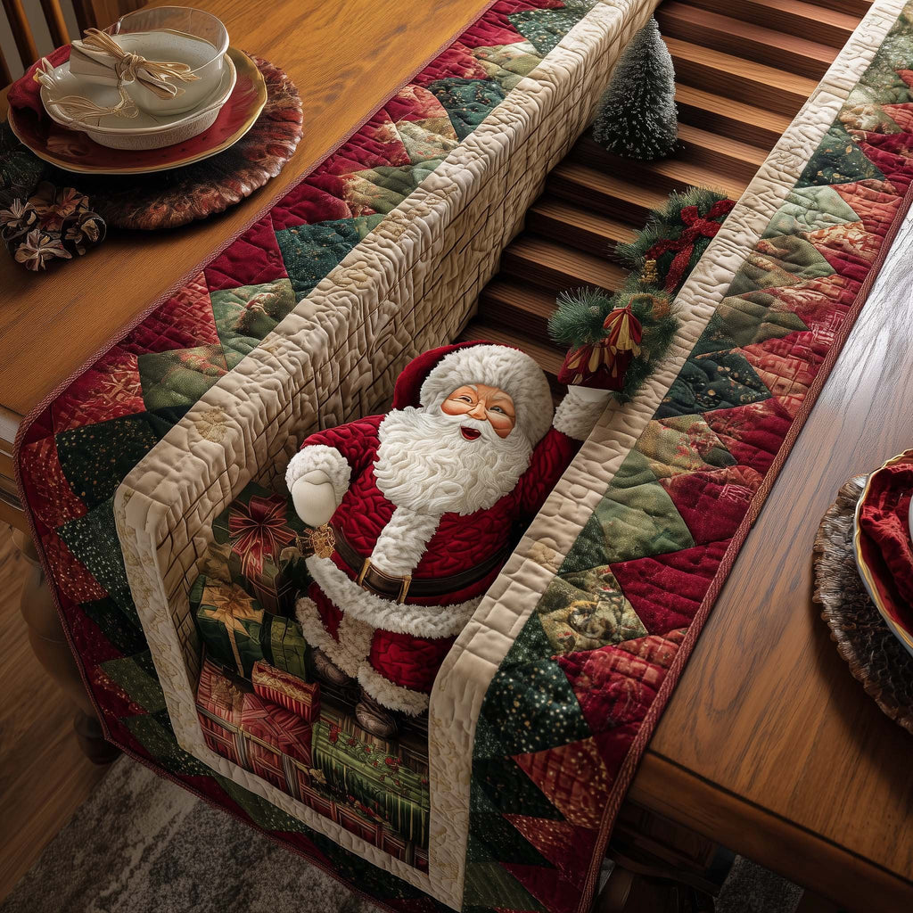 Santa Climbing the Quilted Stairs Table Runner