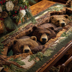 Dozing Bear on Quilted Blocks Table Runner