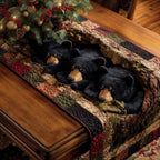 Black Bears Asleep in a Log Table Runner