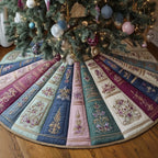 Pastel Floral Book Spines Christmas Tree Skirt