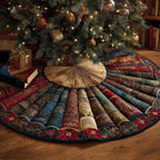 Vintage Books with Golden Pages Christmas Tree Skirt